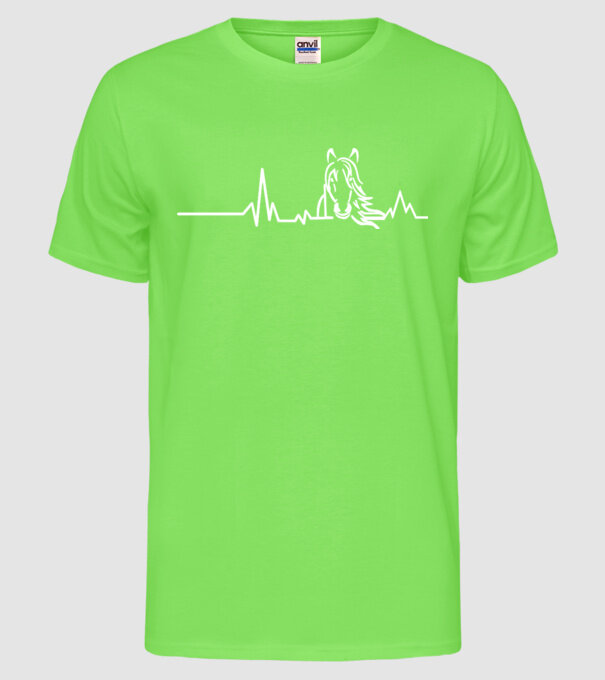heartbeat cu cal model verde neon pe tricou