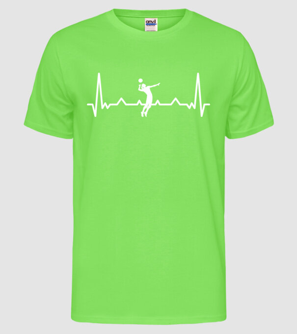 Heartbeat with volleyball model verde neon pe tricou