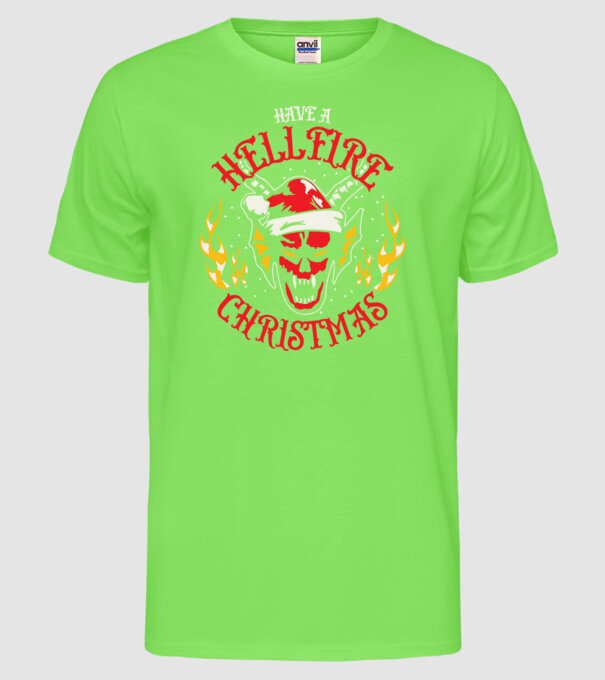 Hellfire Christmas model verde neon pe tricou
