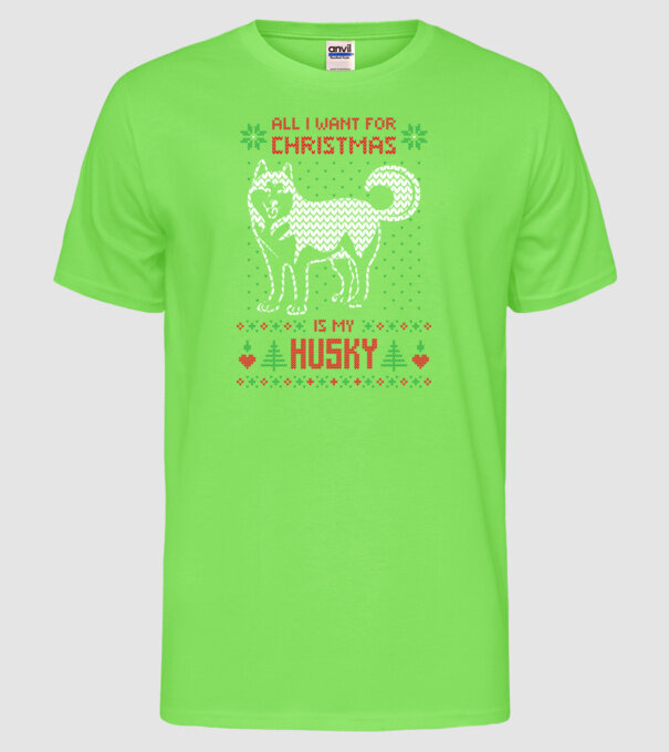 Husky model verde neon pe tricou