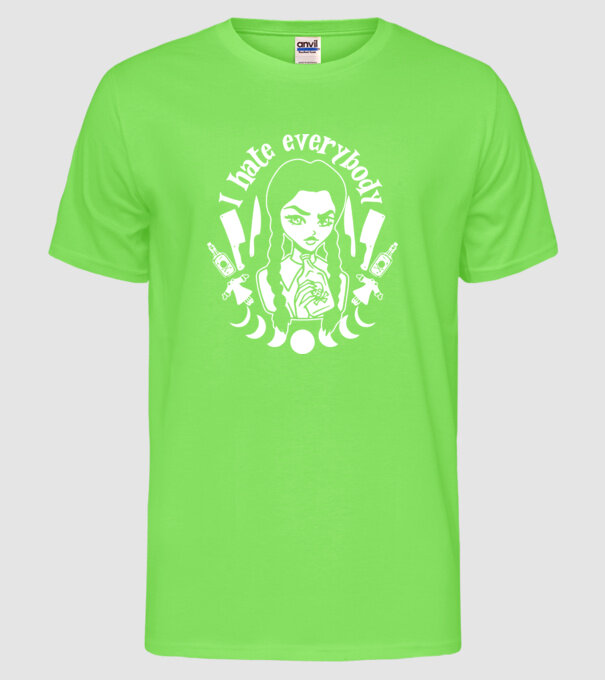 I hate everybody cartoon model verde neon pe tricou