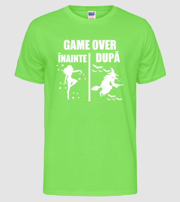 înainte - după model verde neon pe tricou