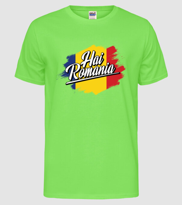 Inscripție cu steag model verde neon pe tricou