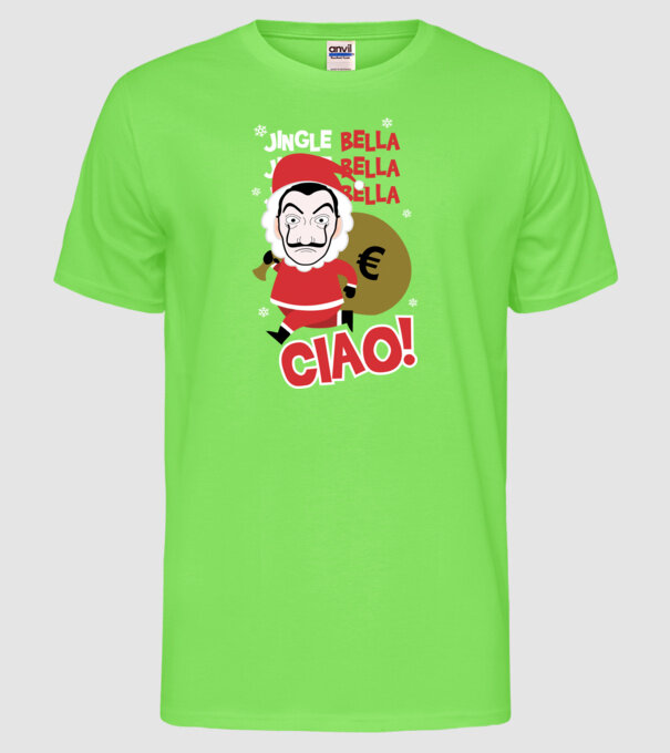 jingle bella christmas la casa de papel model verde neon pe tricou
