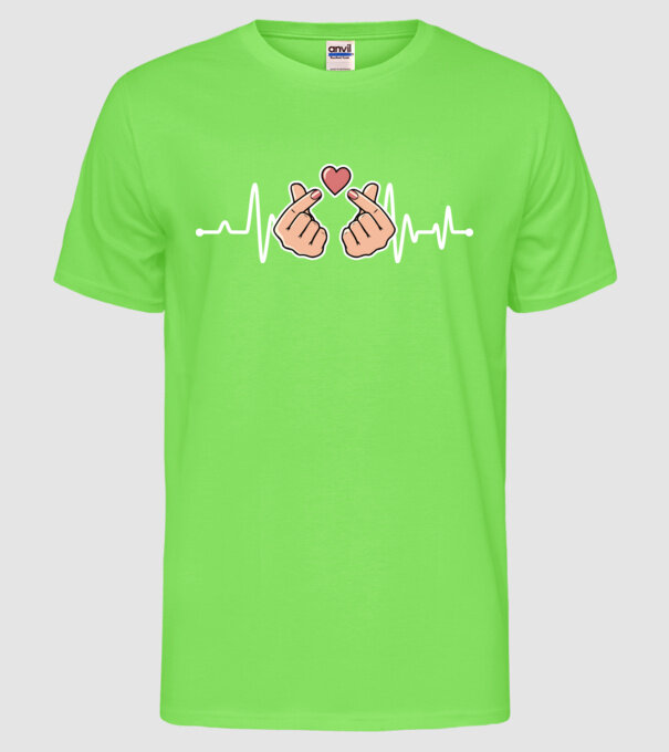 Kpop heartbeat model verde neon pe tricou