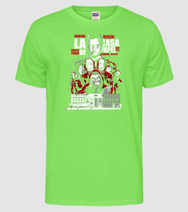 la casa de papel family model verde neon pe tricou