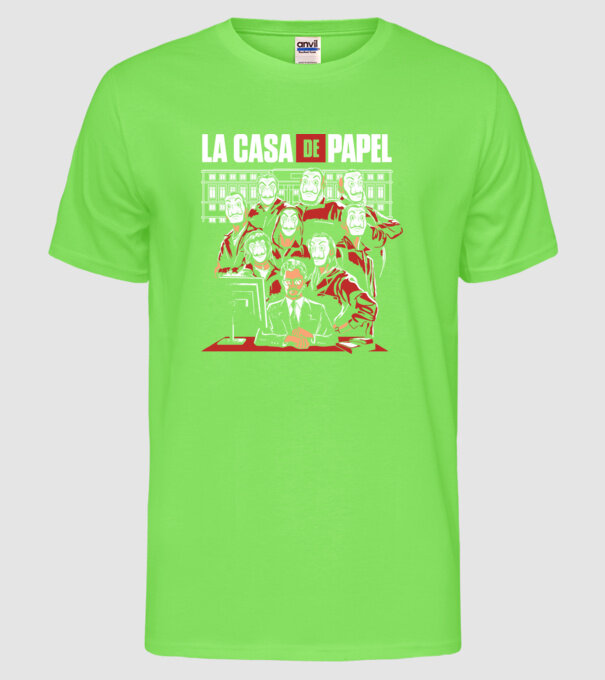 La casa de papel grupo model verde neon pe tricou