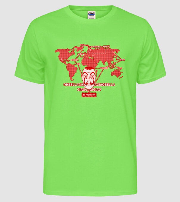 la casa de papel map model verde neon pe tricou