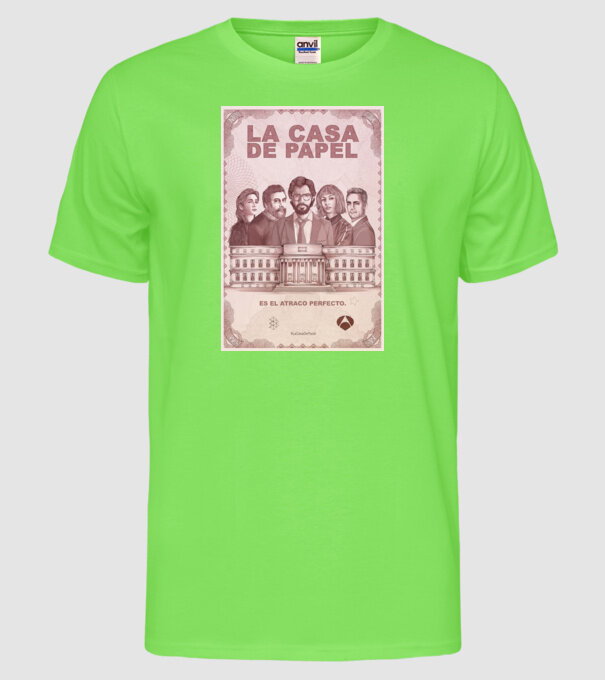 la casa de papel poster model verde neon pe tricou