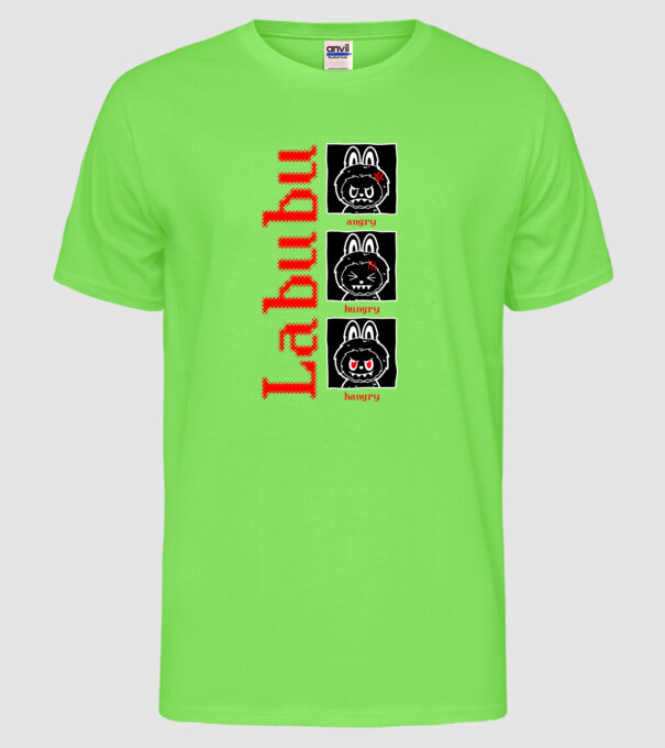 Labubu moods model verde neon pe tricou