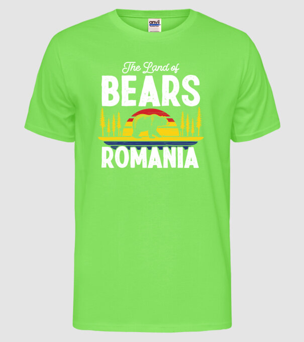 Land of Bears model verde neon pe tricou