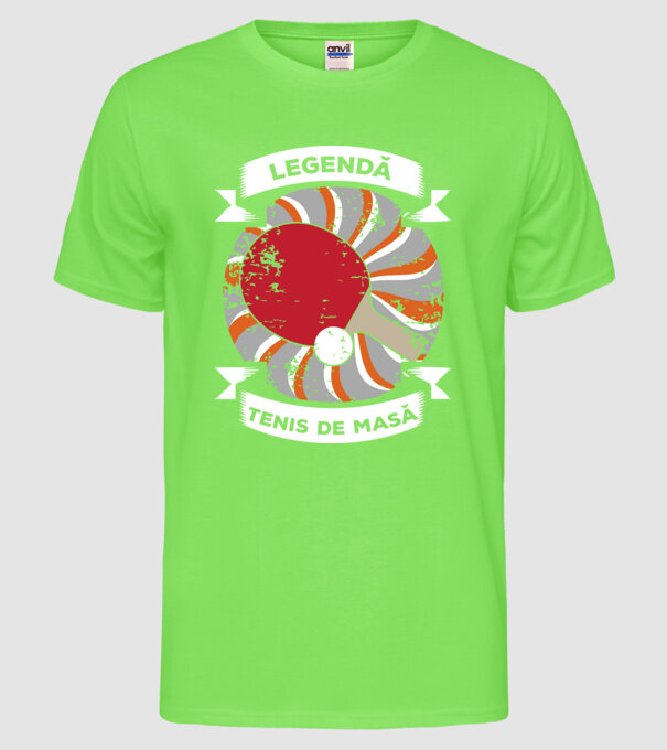 Legendă tenis de masă model verde neon pe tricou