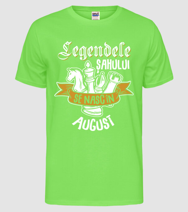 Legendele șahului se nasc în august model verde neon pe tricou