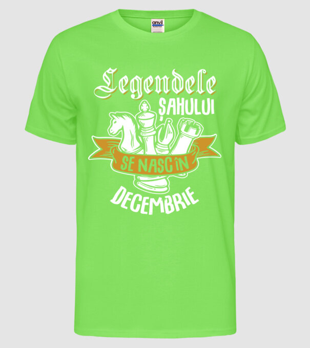 Legendele șahului se nasc în decembrie model verde neon pe tricou