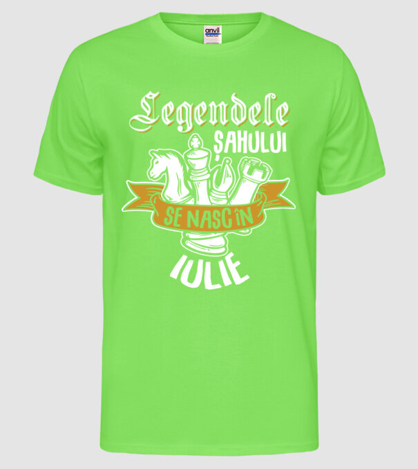Legendele șahului se nasc în iulie model verde neon pe tricou