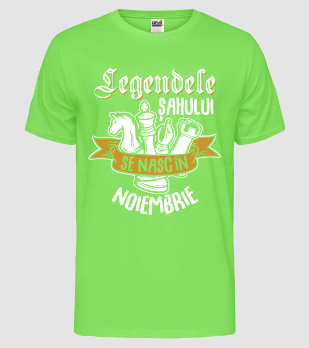 Legendele șahului se nasc în noiembrie model verde neon pe tricou