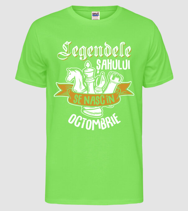 Legendele șahului se nasc în octombrie model verde neon pe tricou
