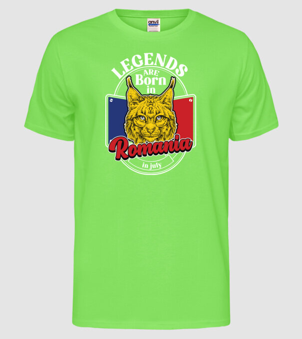Legends are born in România july model verde neon pe tricou