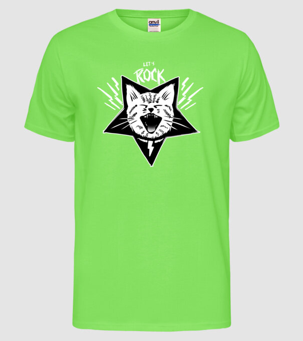 Let's rock model verde neon pe tricou