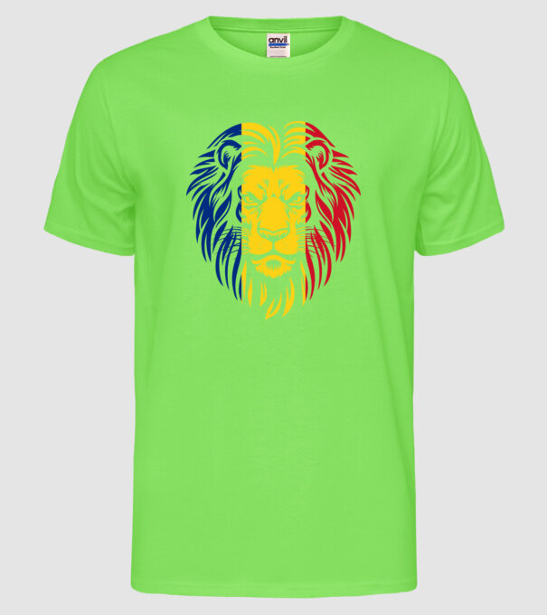 Leul românesc model verde neon pe tricou