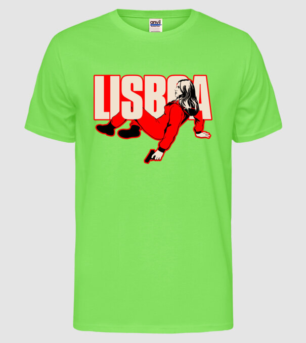 lisboa la casa de papel model verde neon pe tricou