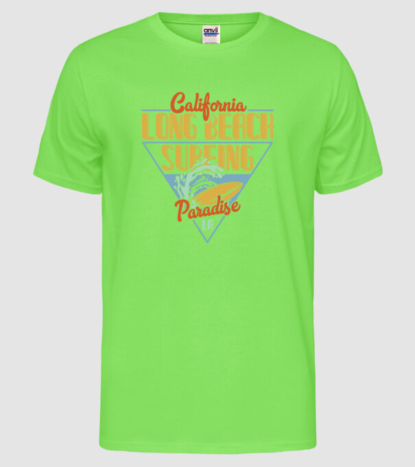 Long Beach model verde neon pe tricou