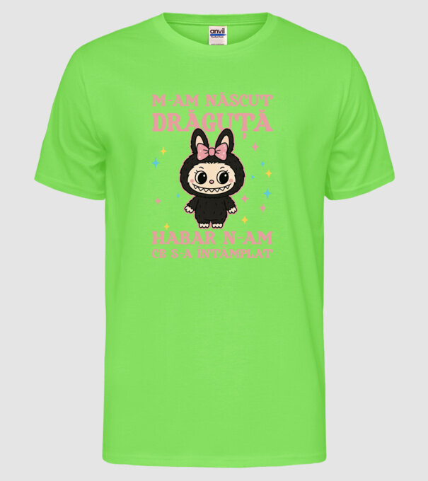M-am născut drăguță model verde neon pe tricou