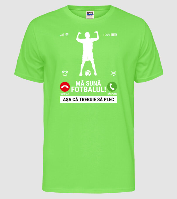 Mă sună fotbalul model verde neon pe tricou