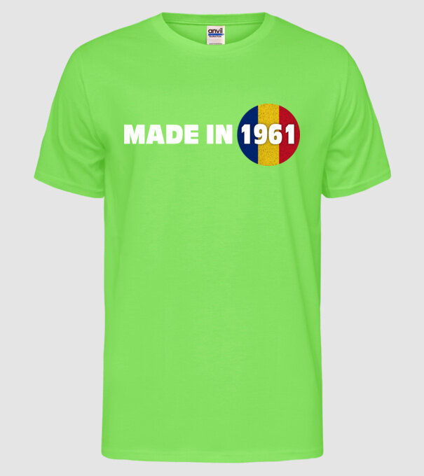 made in 1961 retro vintage model verde neon pe tricou