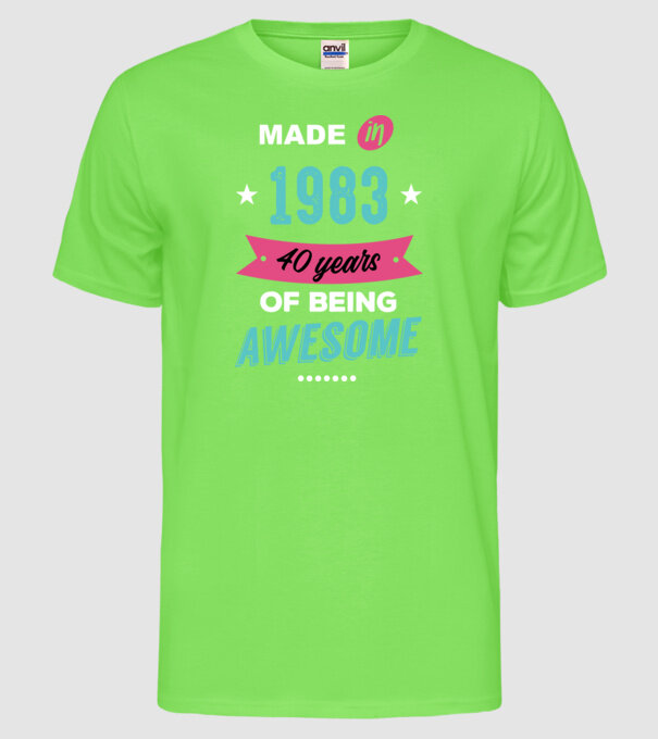MADE IN 1983 model verde neon pe tricou