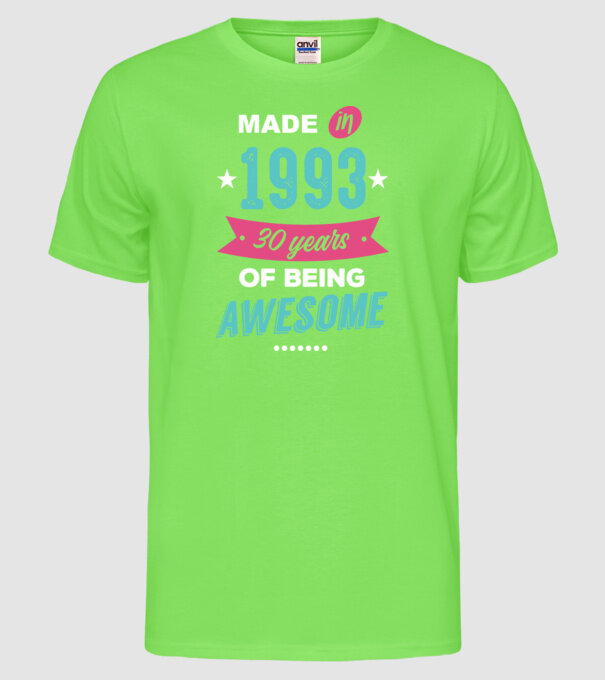 Made in 1993 model verde neon pe tricou