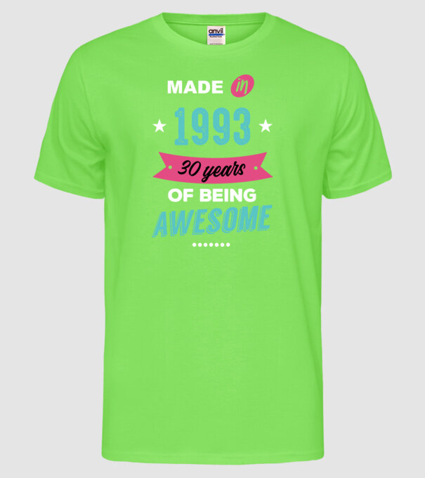 MADE IN 1993 model verde neon pe tricou