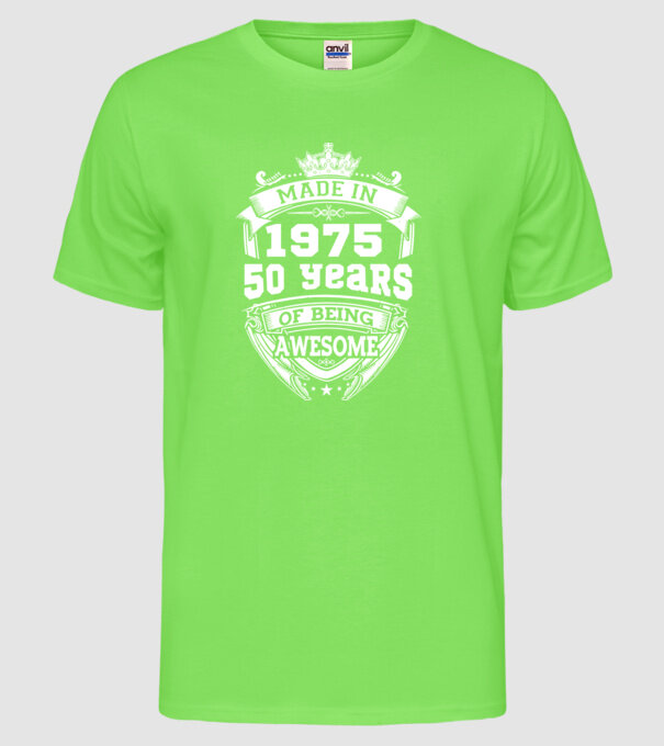 Made in awesome 1975 model verde neon pe tricou