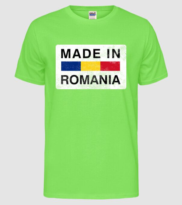 made in romania model verde neon pe tricou