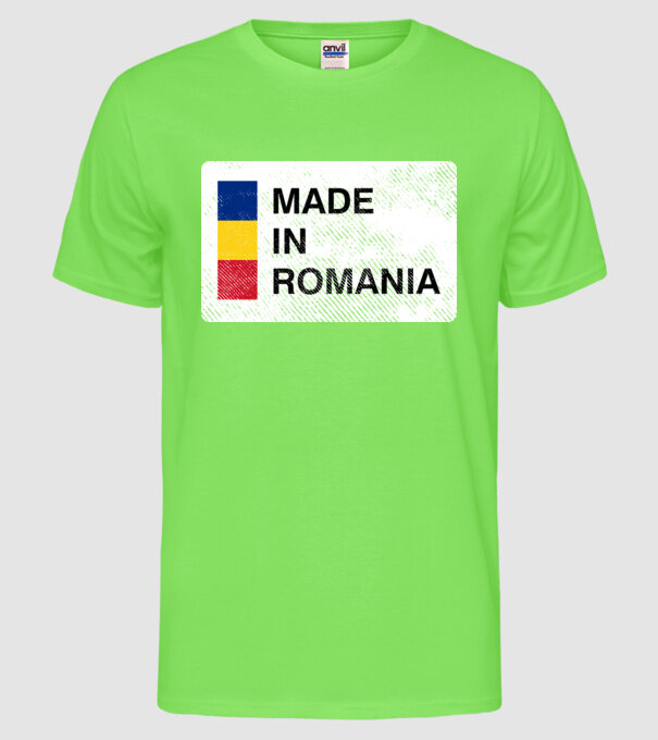 made in romania model verde neon pe tricou