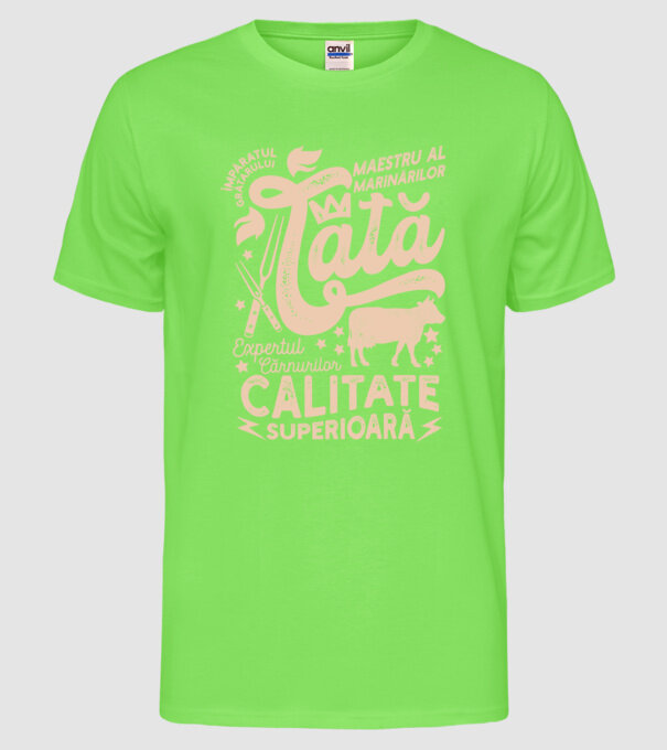 Împăratul grătarului, maestru al marinărilor, expertul cărnurilor - tată - Calitate superioară model verde neon pe tricou