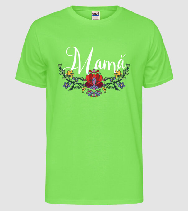 Mamă model verde neon pe tricou