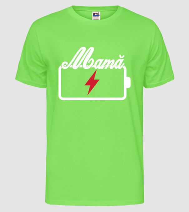 Mamă la încărcat model verde neon pe tricou