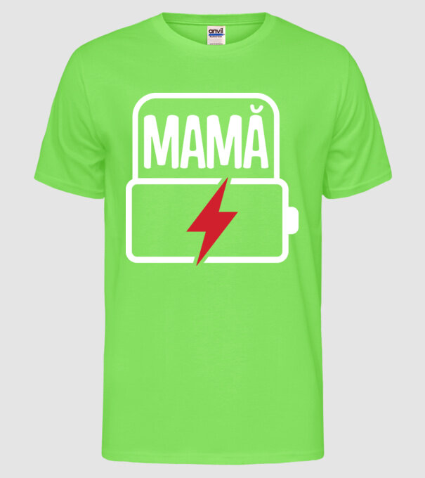 Mamă la încărcat model verde neon pe tricou