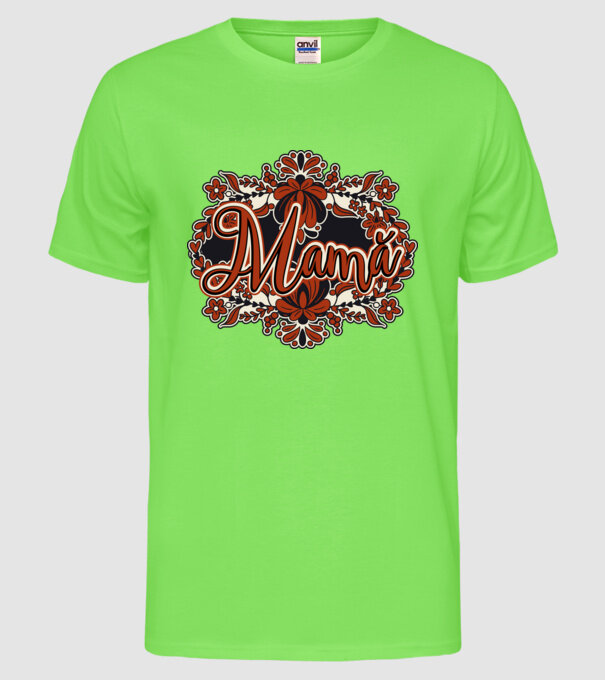 Mamă model verde neon pe tricou