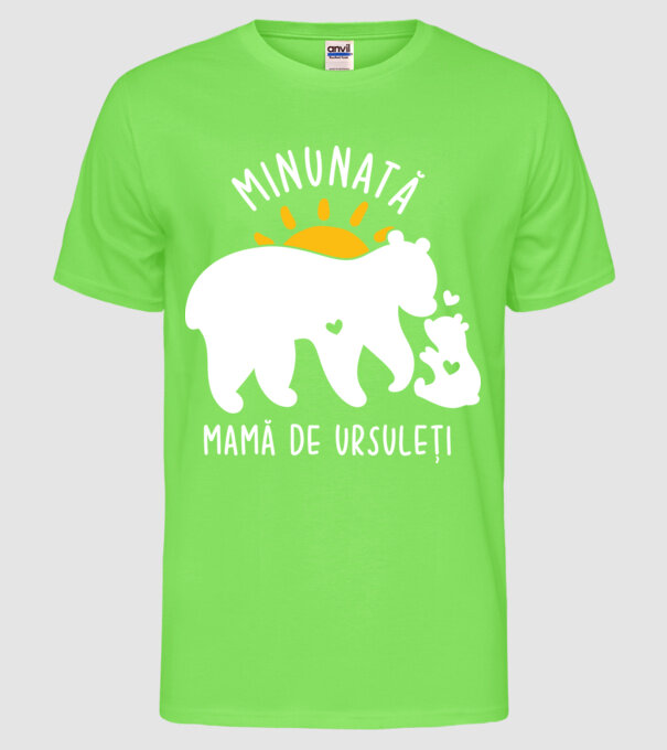 Minunată mamă de ursuleți model verde neon pe tricou