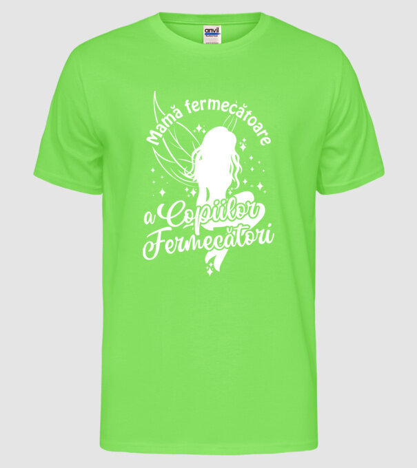 Mamă fermecătoare a copiilor fermecători model verde neon pe tricou