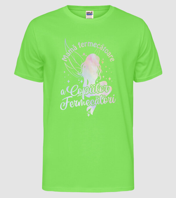 Mamă fermecătoare a copiilor fermecători model verde neon pe tricou
