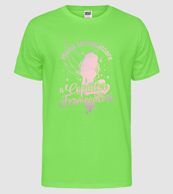 Mamă fermecătoare a copiilor fermecători model verde neon pe tricou