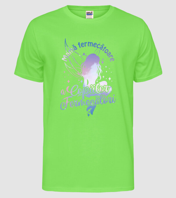 Mamă fermecătoare a copiilor fermecători model verde neon pe tricou