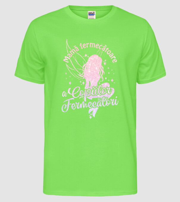 Mamă fermecătoare a copiilor fermecători model verde neon pe tricou