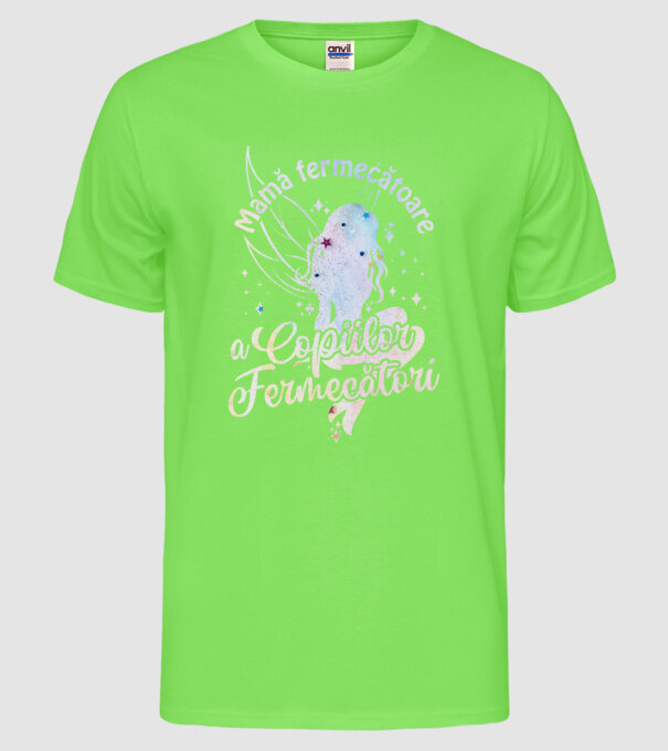 Mamă fermecătoare a copiilor fermecători model verde neon pe tricou