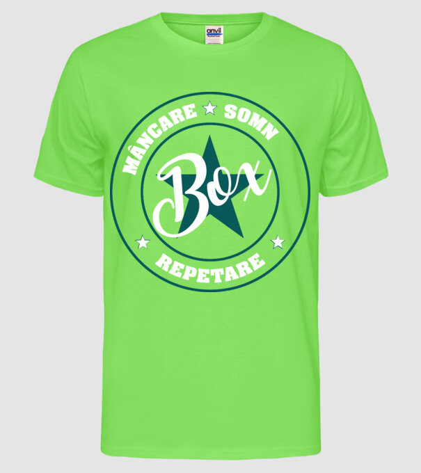 mâncare somn box reluare model verde neon pe tricou