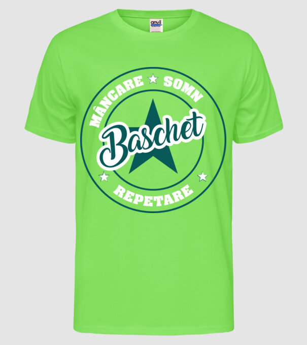 mâncare somn repetare BASCHET model verde neon pe tricou