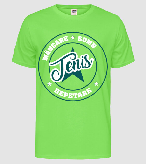 mâncare somn repetare TENIS model verde neon pe tricou